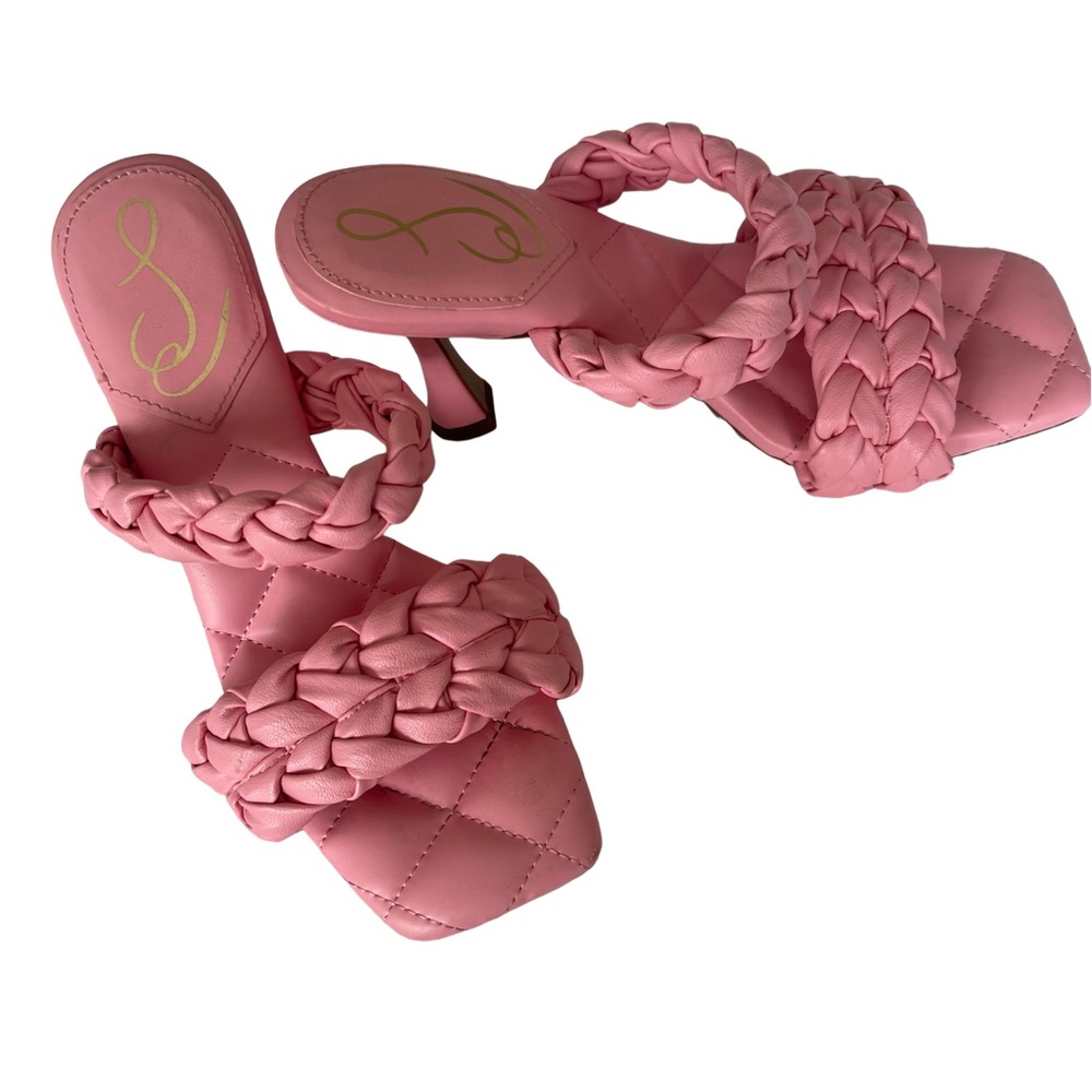 Sam Edelman Meghan Pink Braided & Quilted Strap Slip on Sandals. Size 6.5